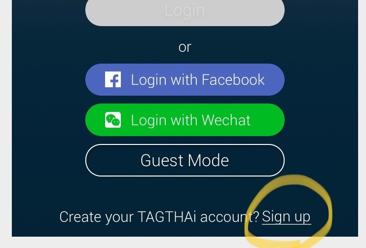 タイ旅行のおすすめアプリTAGTHAi（タグタイ）のサインイン画面