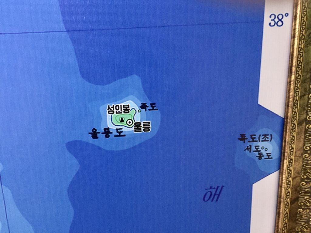 板門店にある朝鮮半島の地図に明記されている竹島